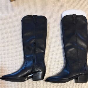 Black Leather Knee-High Boots